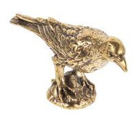 ORFOFE Vintage Small Brass Crow Figurine with Stable Base Miniature Animal Statue for Desktop Decor Retro Brass Sculpture for Home Office Accent and Charming Collectible Ornament