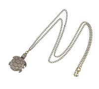 ORFOFE Vintage Turtle Pocket Watch with Chain Unisex Quartz Timepiece Arabic Numbers Classic Pendant Necklace