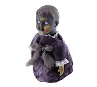 ORFOFE Voice Activated Induction Doll Halloween Scary Walking Prop with Glowing Eyes Creepy Face Gray Clothes for Haunted House Party Decoration
