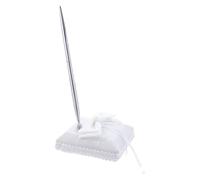 ORFOFE Wedding Guest Book Signing Pen Elegant White Bow Fabric Stand for Reception Counter Ceremony Metal Pen
