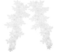 ORFOFE White Hollow Lace Collar 3D Imitation Pearl Embroidery Flower Patch Sew On Appliques for Wedding Dress Bride Accessories Clothing Decoration