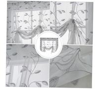 ORFOFE White Sheer Living Curtain Embroidered Gauze Window Voile Panel with Leaf Pattern Semi-transparent Decorative Drapes for Balcony and Bedroom