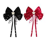 ORFOFE Women Hairpin Fabric Bow Hairpin Large Bowknot Pearl Adorned Hair Clip Hair Accessories