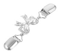 ORFOFE Women’s White Metal Sweater Clips Bow Cardigan Clasp Shawl Cloak Clasp Brooch Clips for Holding Clothes Together