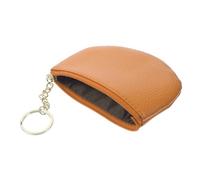 ORFOFE Women Small Coin Purse with Keychain Compact Zipper Wallet Lightweight Change Purse for Travel Shopping Stylish Yellow Shell Design