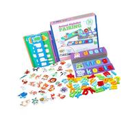 ORFOFE Wooden Alphabet Flash Cards with English Letters and Animal Images Montessori Cognitive Learning for Educational Pairing Cards with Slot Design for Early Childhood Development