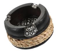 ORFOFE Wooden Ashtray Compact Desktop Container Space-saving Holder for Home Office Black Vintage Style Household Furnishing