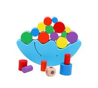 ORFOFE Wooden Balance Moon Boat Colorful Blocks Early Education Game for Parent Interaction Educational Enhancing Hand Eye Coordination and Creativity