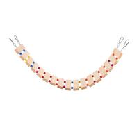 ORFOFE Wooden Chicken Ladder Swing for Poultry Coop, Medium Natural Wood Perch and Standing Frame with Colorful Beads, Interactive Hen Play Accessory for Chickens and Birds