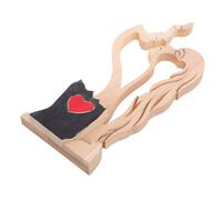 ORFOFE Wooden Couple Kiss Sculpture Romantic Love Eternal Figurine Abstract Wood Art Decor Anniversary Valentine's Day Ornament for Home and Office Display
