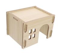 ORFOFE Wooden Hamster Hideout with Feeding and Watering Platform Small Animal Shelter for Guinea Pig Chinchilla Rabbit Multipurpose Pet House Easy to Clean and Portable