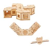 ORFOFE Wooden Hamster Tunnel Maze Toy Pet Labyrinth Blockhouse Natural Exercising Small Pet House Funny Activity Seesaw for Chinchilla and Mice