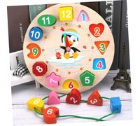 ORFOFE Wooden Penguin Clock for Educational Learning Puzzle with Numbers and Shapes Early Teaching for