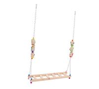 ORFOFE Wooden Pet Chicken Swing with Climbing Ladder and Perch Natural Rooster and Hen Hanging Rack for Exercise and Enrichment in Coop Accessory Random Color
