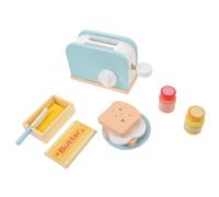ORFOFE Wooden Play Toaster Set for Realistic Simulation Kitchen Appliance Safe Smooth Surface Role Play Cooking for Early Development and Sensory Learning Birthday Boys