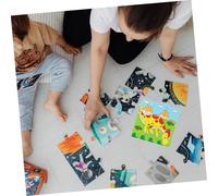 ORFOFE Wooden Puzzle Large Block Animal Traffic Cube Educational DIY for Brain Development Hand-eye Coordination Fine Motor Skills Safe Smooth Edges