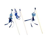 ORFOFE Wooden Rod Cat Teaser Puppet Pendant Fish Mouse Square Block Shapes Interactive Play for Cats