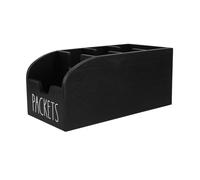 ORFOFE Wooden Tea Bag Storage Box Multi Slot Pantry Counter Organiser Black | Open Display Rack, Visible Natural Finish, Sturdy Construction, Separates Sugar Bags and Instant Oatmeal Packets Neatly