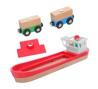 ORFOFE Wooden Train Track Boat Set for Sturdy Wood Ship Accessories with Authentic Details Easy Assembly for Interactive Play and Imaginative Train Scene Expansion