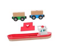 ORFOFE Wooden Train Track Set with Easy Assembly Ship Model Wooden Ship Train Accessory for Boys and Expandable Railway for Creative Role-playing and Family Interaction