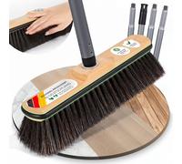ORGAFLIX Premium Broom with Handle, Sweeping Broom with Edge Protection for Home and Kitchen, 28 cm Broom Head with Horsehair Mix, Rustproof 24 mm Thread, Room Broom Broom Made in Germany, Broom