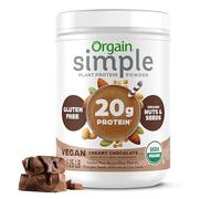 Orgain Organic Simple Vegan Protein Powder, Chocolate - 20g Plant Based Protein, Made with Fewer Ingredients, No Stevia or Artificial Sweeteners, Gluten Free, Dairy Free, Soy Free - 1.25lb