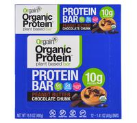 Orgain, Plant-Based Protein Bar, Peanut Butter Chocolate Chunk, 12 Bars, 1.41 oz (40 g) Each