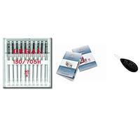 Organ Household Sewing Machine Needles - Universal (Regular) 130/705 H, Pack of 10, Size: 60/8 + Unique Free Large Needle Threader & Organ Needle Index - Fits Singer, Brother, Janome etc. Machines