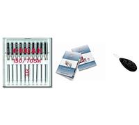 Organ Household Sewing Machine Needles - Universal (Regular) 130/705 H, Pack of 10, Size: 70/10 + Unique Large Needle Threader Needle Index - Fits Singer, Brother, Janome etc. Machines