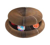 Organ Scratching Board for Cats - Built-in Bell Ball, Flexible Expandable Exercise Frame, Deformation Claw Sharpening Station, Sturdy Craft Cell Structure | Kitten Toy for Owners and