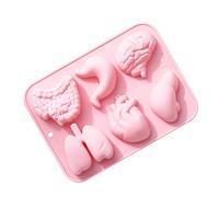 Organ Shape Molds Silicone Molds Human Heart Brain Chocolate Mold Chocolate Mold 6 Cavity Chocolate Fondant Mold for Halloween Cake Decoration Ornaments