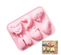 Organ Shaped Moulds, Silicone Organ Molds | Chocolate Mold for Brain and Human Heart | 6 Cavities Baking Molds for Cake Decorating Chocolate Fondant, Pudding,