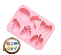 Organ Silicone Mold - 6-Cavity Chocolate Fondant Moulds | Heart Brain Stomach Liver Intestinal Lung Fondant Molds | Human Organ Shape Moulds for Soap Dessert Making Cupcake Pudding