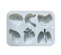 Organ Silicone Mold - Heart Brain Cake Mould, 6-Cavity Baking Mold Tray | Realistic Simulation Dessert Molds, Fondant Chocolate Candy Maker for Halloween Party Cake Ice Craft