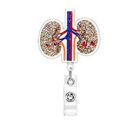 Organ Themed Badge Heart Lung Acrylic Badge Reel Rotating Clip Holder Present for Doctors and Nurses Hospital Clip