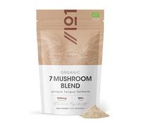 Organic 7 Mushroom Blend Powder 100g ~ Reishi, Cordyceps Sinensis, Lion’s Mane, White Fungus, Maitake, Shiitake & Chaga Mushroom Supplement (Not Capsules) ~ by Alpha01