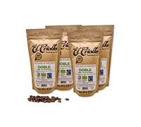 Organic and Fair Trade Coffee IN BEANS | 'Double Label' - Cafés El Criollo® | 100% Arabica and Natural Roasted | FairTrade seal | Pack of 4x250gr. (1KG)