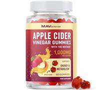 Organic Apple Cider Vinegar Gummies for Digestion, Detox & Healthy Immune Function Support | 1000MG ACV Per Serving | with The Mother, Vitamin B6, B12 & Folate | Vegan, Gluten-Free | 60 Gummies