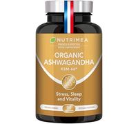 Organic Ashwagandha | 90 Vegan Capsules | Patented Extract with 5% Withanolides | Boost Sleep, Focus & Energy | 1200 mg | French Expertise