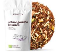 Organic Ashwagandha Balance Tea 100g | Adaptogenic Stress Relief Blend with Turmeric & Ginger | Calming Rooibos Chai Spices for Wellness | Caffeine-Free Loose Leaf Herbal Infusion REPLANTEA
