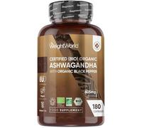 Organic Ashwagandha Capsules - 180 Capsules - 6 Months Supply | With Organic Black Pepper - 1 per Day - GMP-Approved - Ashwagandha Supplement - Non-GMO, Vegan-Friendly & Additive-Free