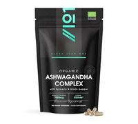 Organic Ashwagandha Complex 7055mg - KSM-66® with Turmeric & Black Pepper - 22.5mg Withanolides - Most Bioavailable Full-Spectrum Root Extract - Not Tablets or Powder - 90 Vegan Capsules by Alpha01