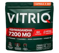 Organic Ashwagandha KSM-66 High Strength Complex 7200mg, 1-a-Day Calm Complex for Stress, Helps with Anxiety Relief and Restful Sleep with Chamomile, Reishi, L-Theanine, Vitamin B6-60 Capsules