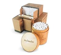 Organic Bamboo Cotton Buds | 1000 Units with Bamboo Storage Box | Ecological and 100% Biodegradable | Zero Plastic in Packaging