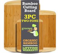 Organic Bamboo Cutting Board Set of 3 with Lifetime Replacements - Wood Cutting Board Set with Juice Groove - Wooden Chopping board Set for Kitchen, Meat and Cheese