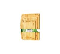 Organic Bamboo Cutting Boards for Kitchen Set of 3 - Eco-Friendly 100% Natural Bamboo Wooden Chopping Board with Juice Groove for Food Prep, Mea