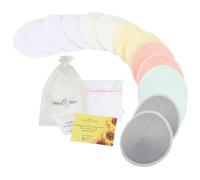 Organic Bamboo Nursing Breast Pads - 14 Washable Pads with Wash and Storage Bags - Breastfeeding Nipple Pad for Maternity - Reusable Nipplecovers for Breast Feeding (Extra Large)