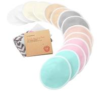 Organic Bamboo Nursing Pads - 14 Washable + Wash Bag - Breastfeeding Nipple Pads for Maternity
