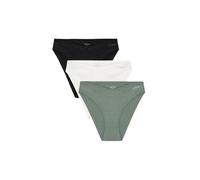 Organic Basics Women's Flex Organic Cotton Cheeky Brief Underwear 3-Pack, Black/Off White/Seaweed, M