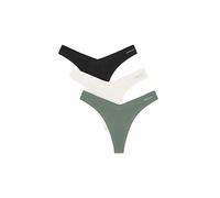 Organic Basics womens Flex Organic Cotton Thong Underwear 3-pack, Black/Off White/Seaweed, S